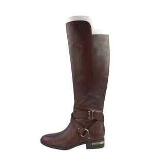 NEW Vince Camuto Preshent Women's Brown Leather Zip Knee High Riding Boots Sz 9
